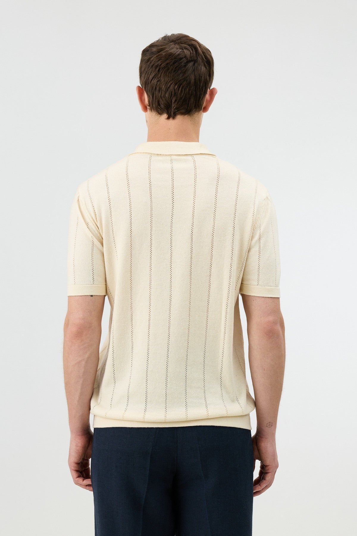 Antioch Zip-Up Collar Striped Knit Men's T-Shirt