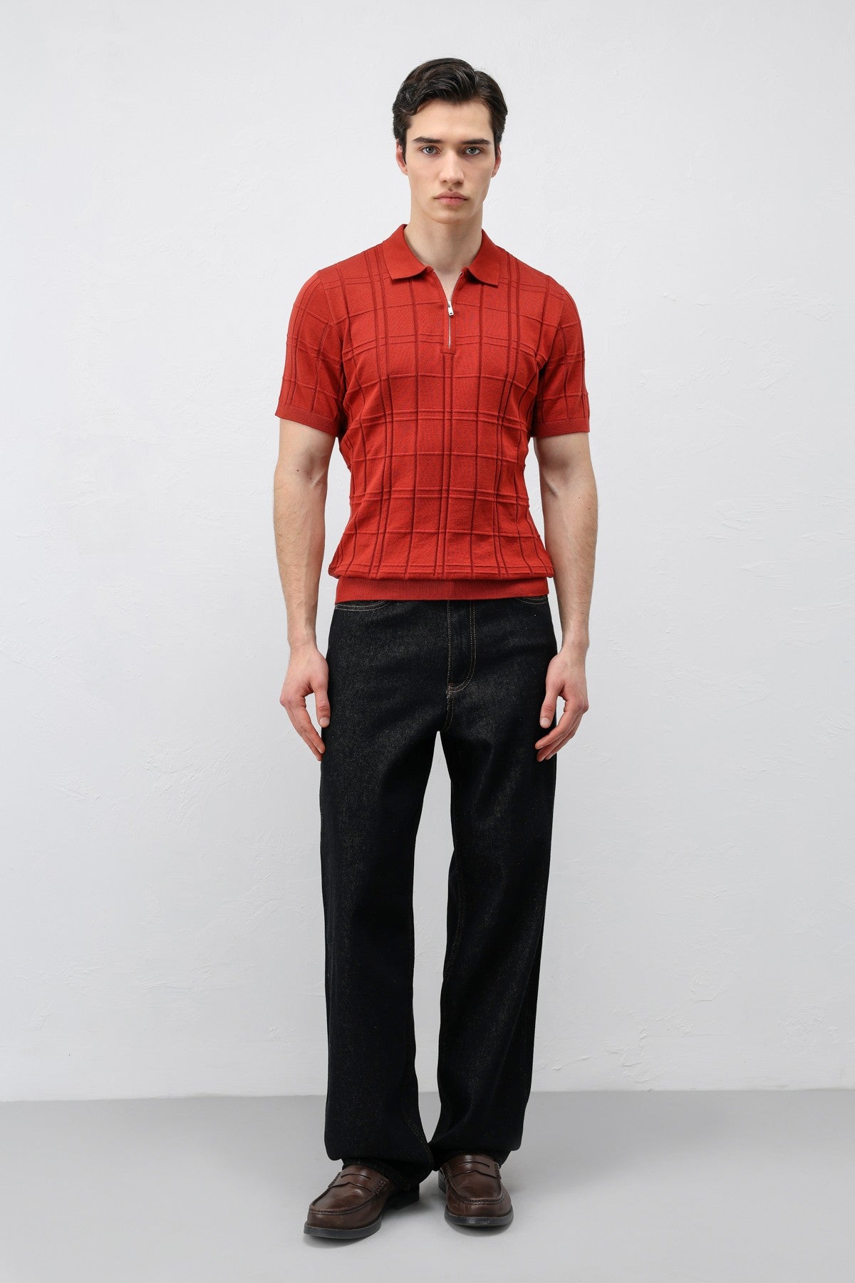 Men's Checkered Knit T-Shirt