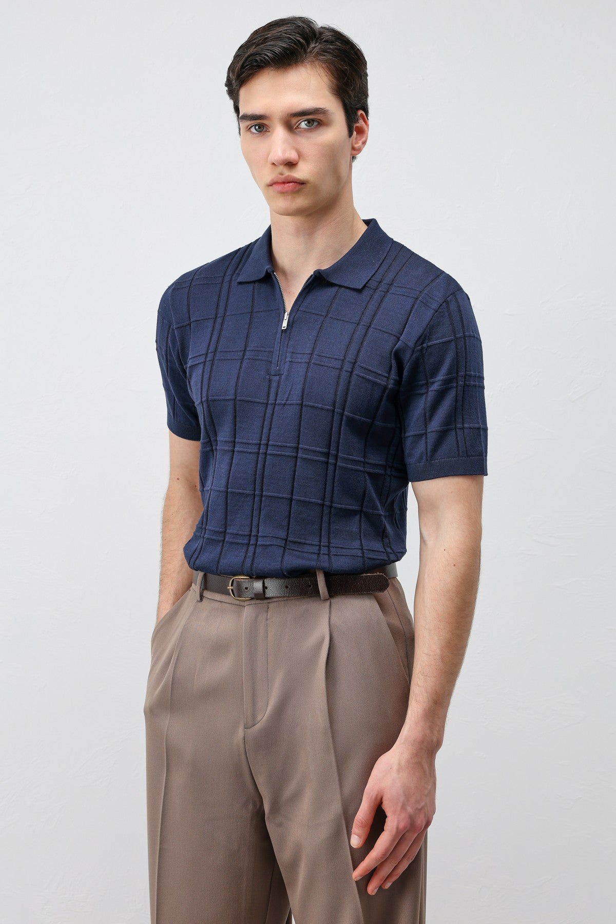 Men's Checkered Knit T-Shirt