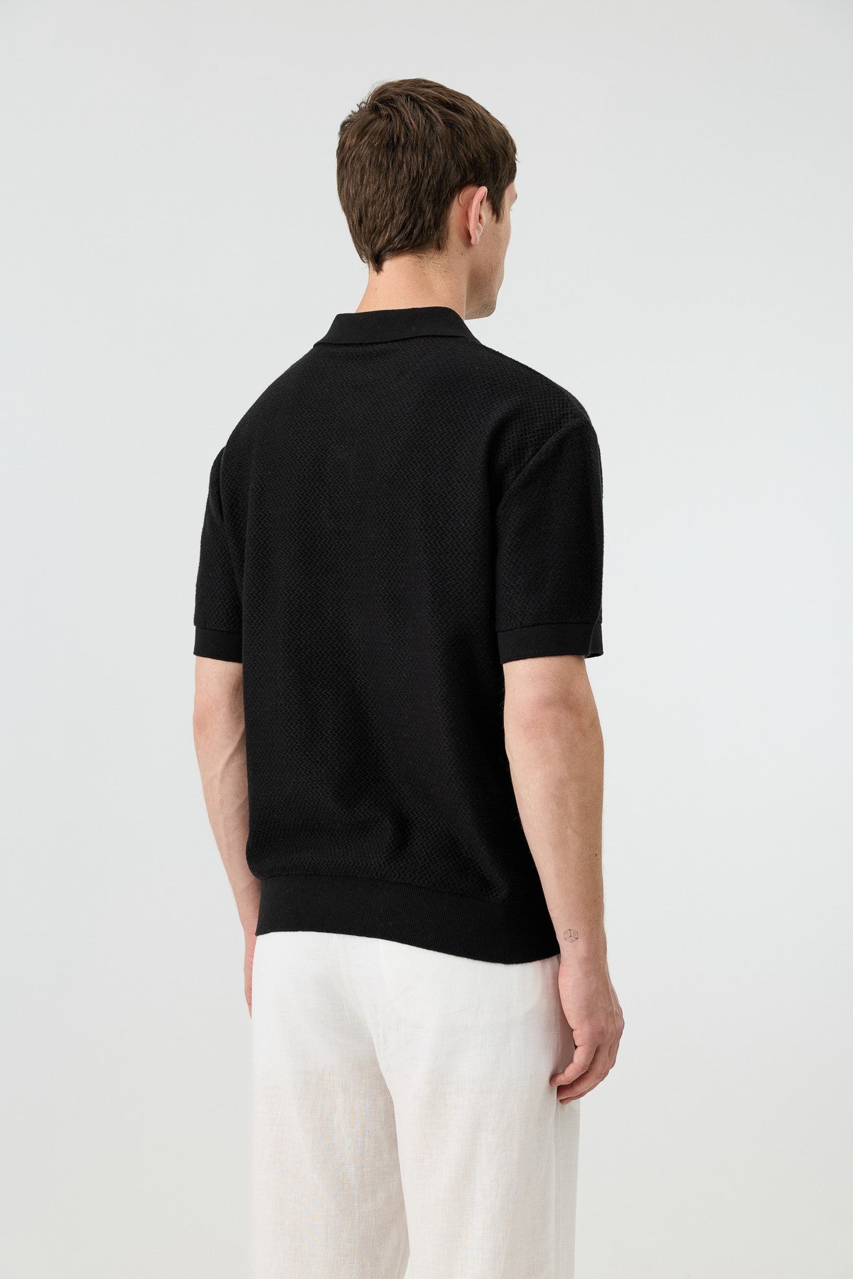 Textured Polo-Neck Knit Men's T-Shirt