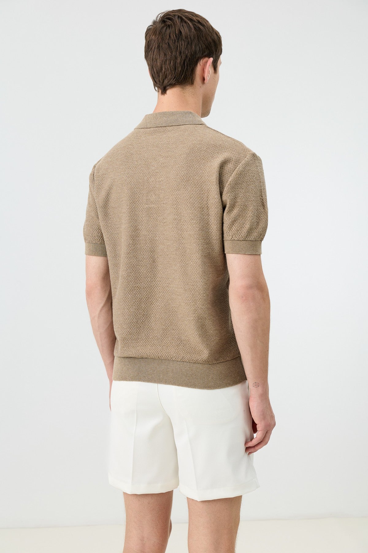 Textured Polo-Neck Knit Men's T-Shirt
