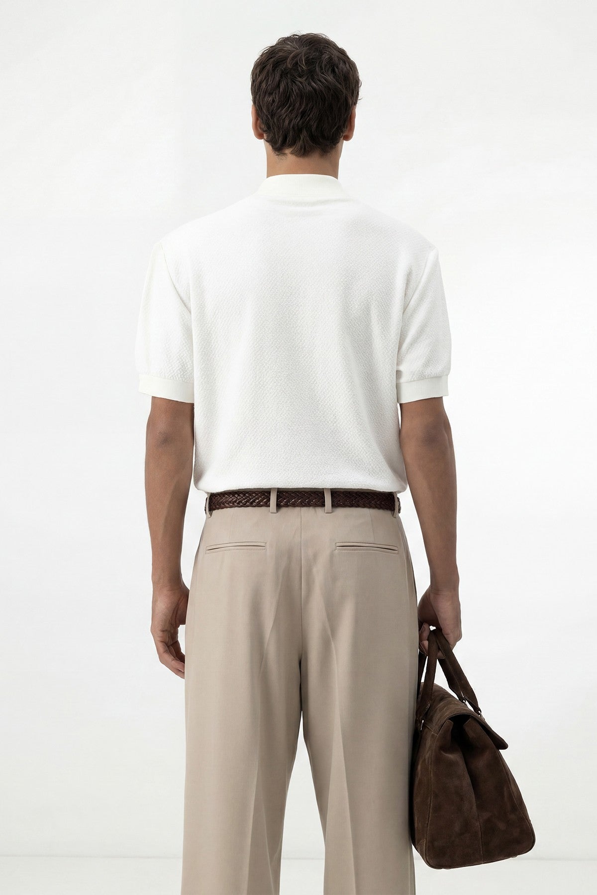 Textured Polo-Neck Knit Men's T-Shirt