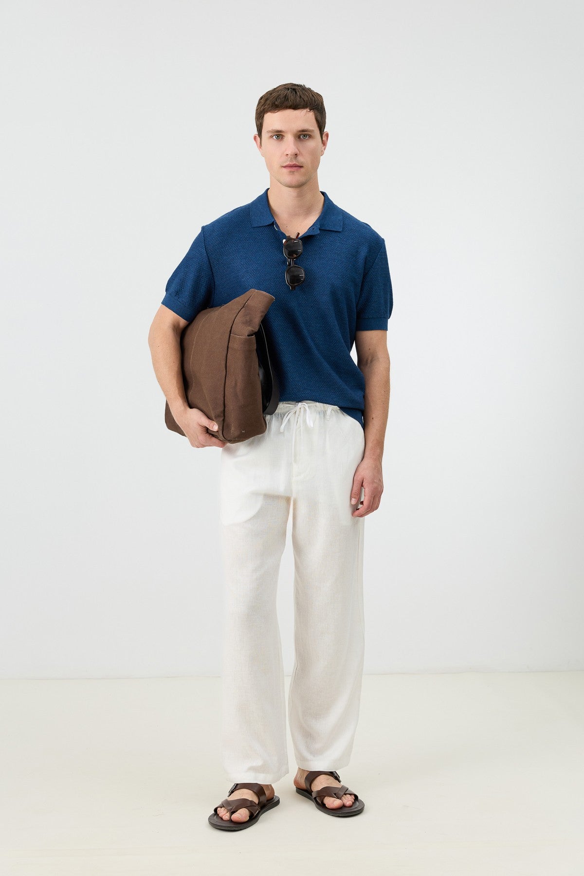 Textured Polo-Neck Knit Men's T-Shirt