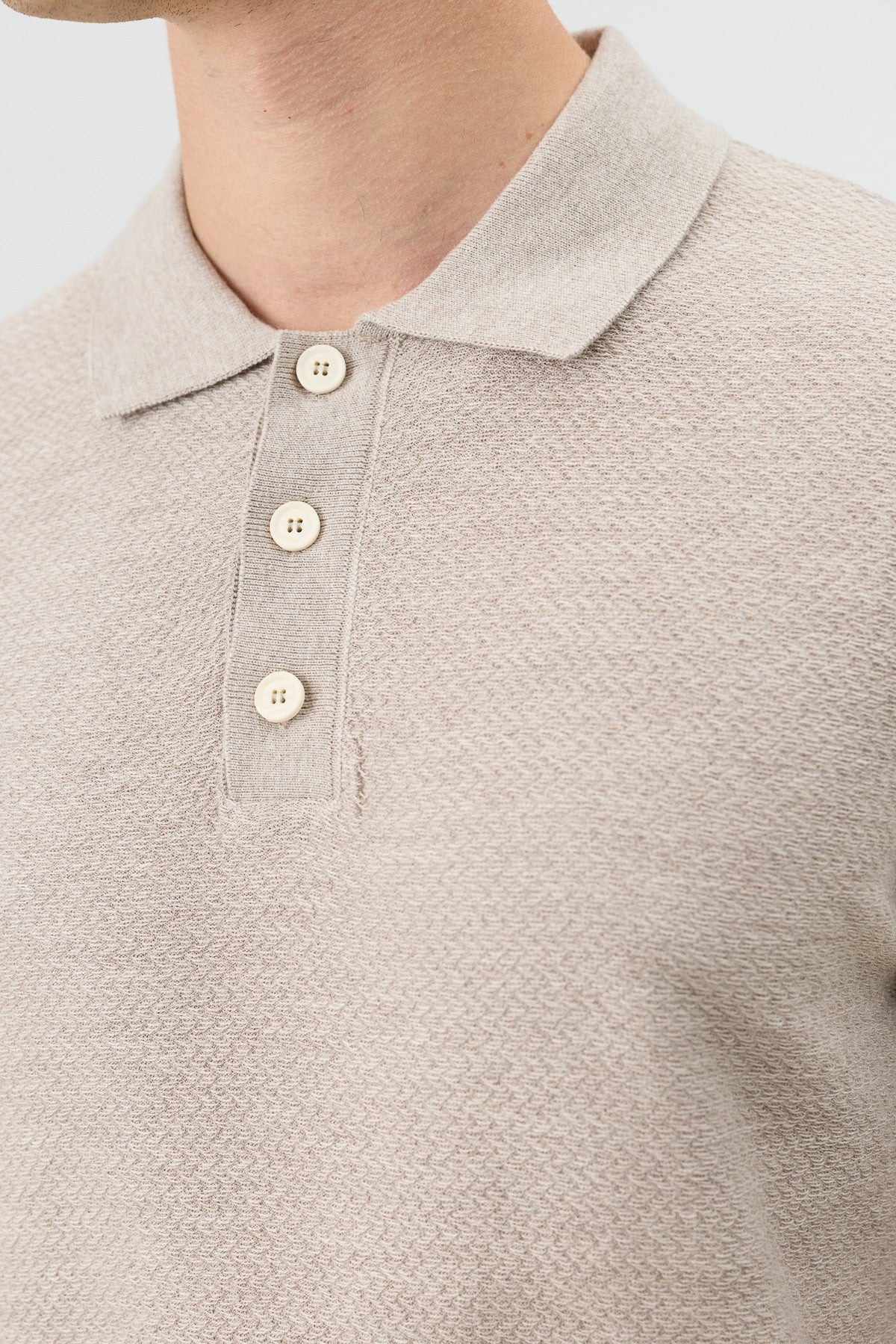 Textured Polo-Neck Knit Men's T-Shirt