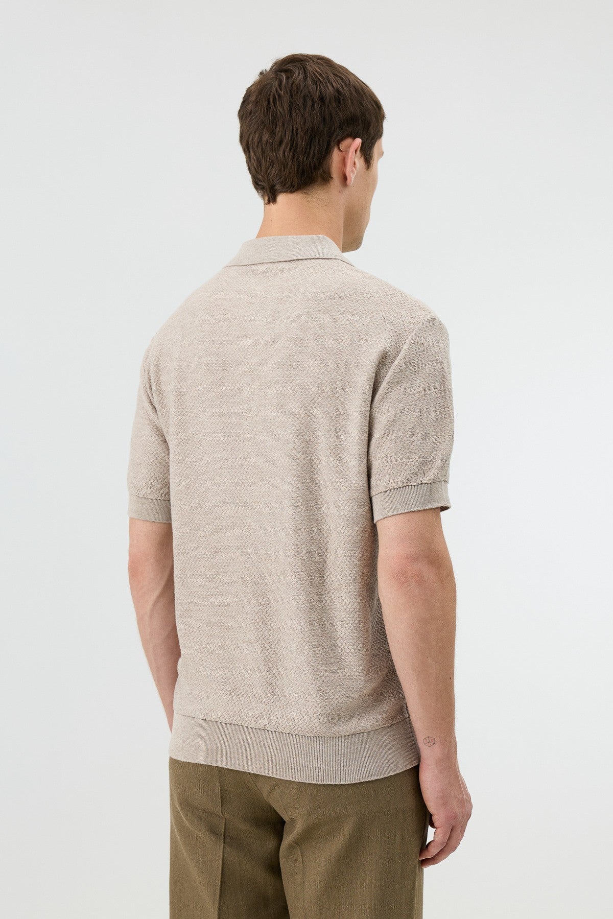 Textured Polo-Neck Knit Men's T-Shirt