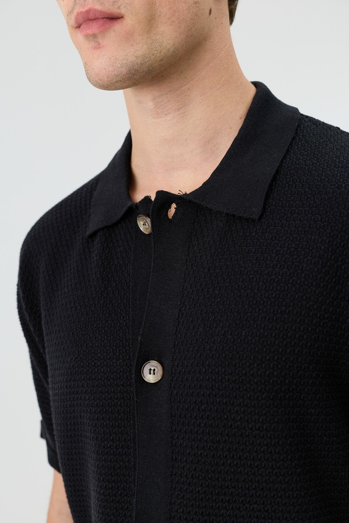 Antioch-Textured Button-Down Knit Shirt