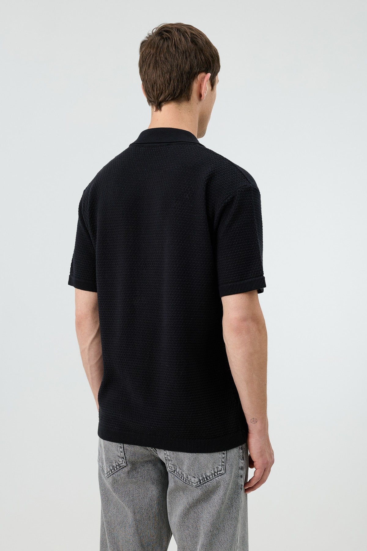Antioch-Textured Button-Down Knit Shirt