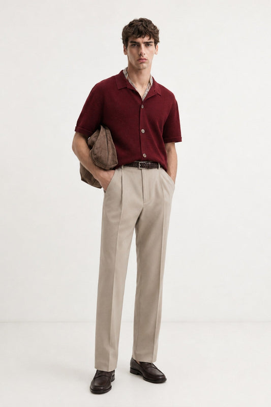 Antioch-Textured Button-Down Knit Shirt