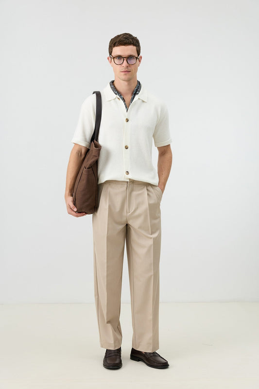 Antioch-Textured Button-Down Knit Shirt