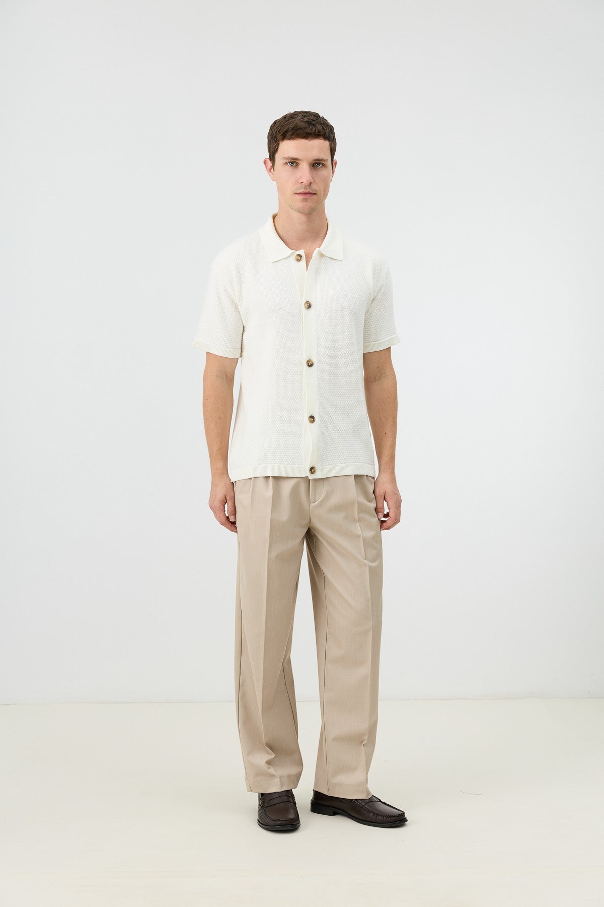 Antioch-Textured Button-Down Knit Shirt