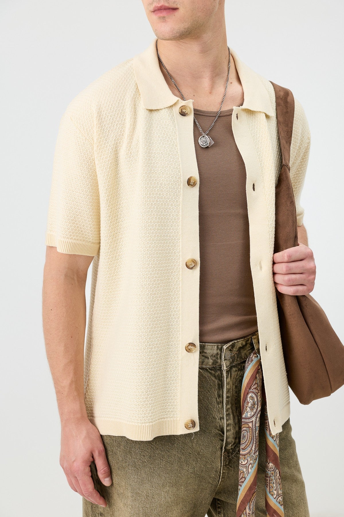 Antioch-Textured Button-Down Knit Shirt