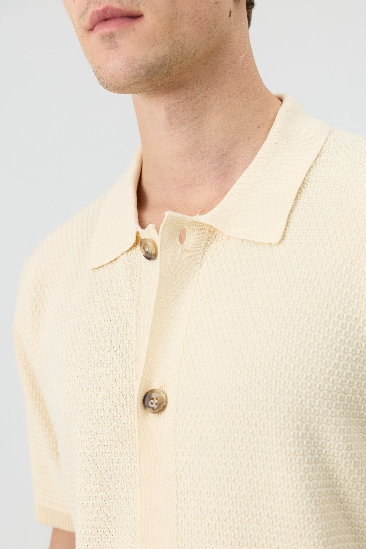 Antioch-Textured Button-Down Knit Shirt