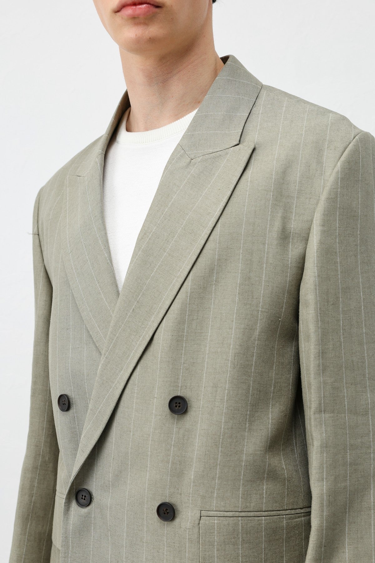 Men's Striped Blazer Jacket with Linen Blend