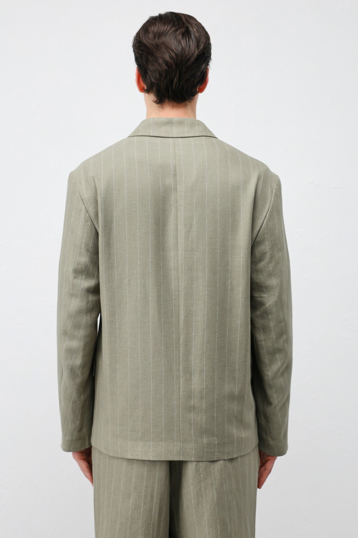 Men's Striped Blazer Jacket with Linen Blend