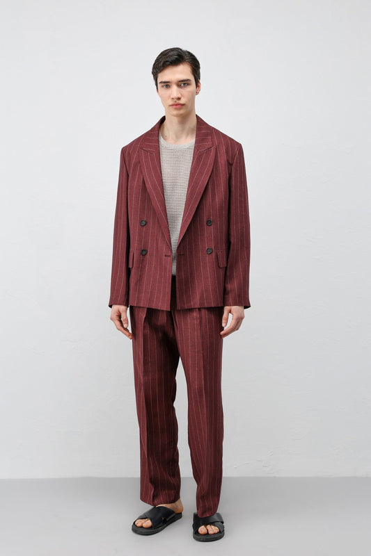 Antioch Linen-Blend Striped Men's Blazer Jacket
