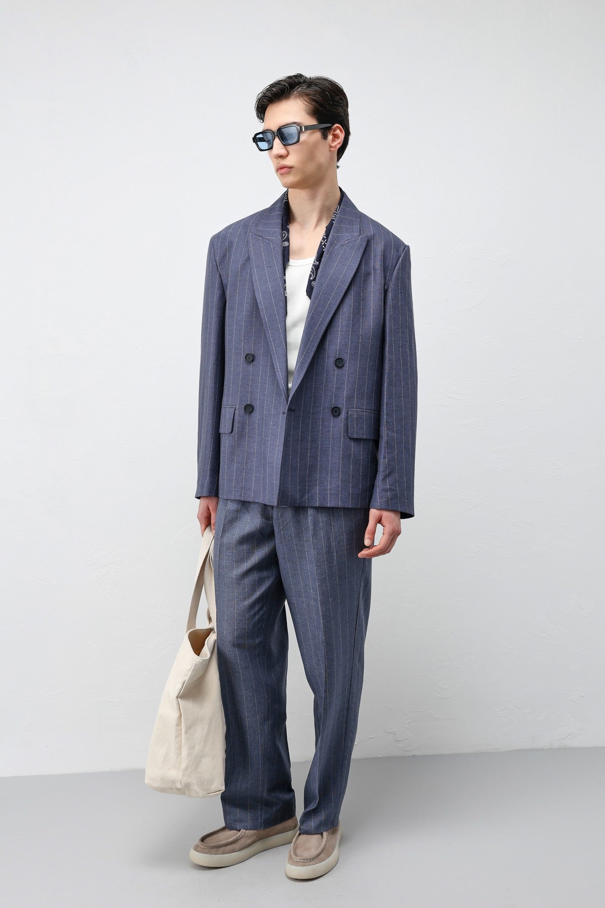 Antioch Linen-Blend Striped Men's Blazer Jacket