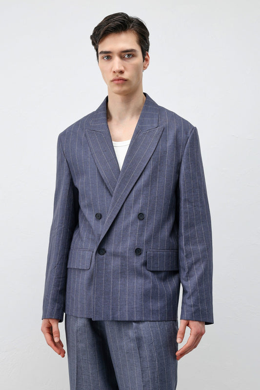 Antioch Linen-Blend Striped Men's Blazer Jacket