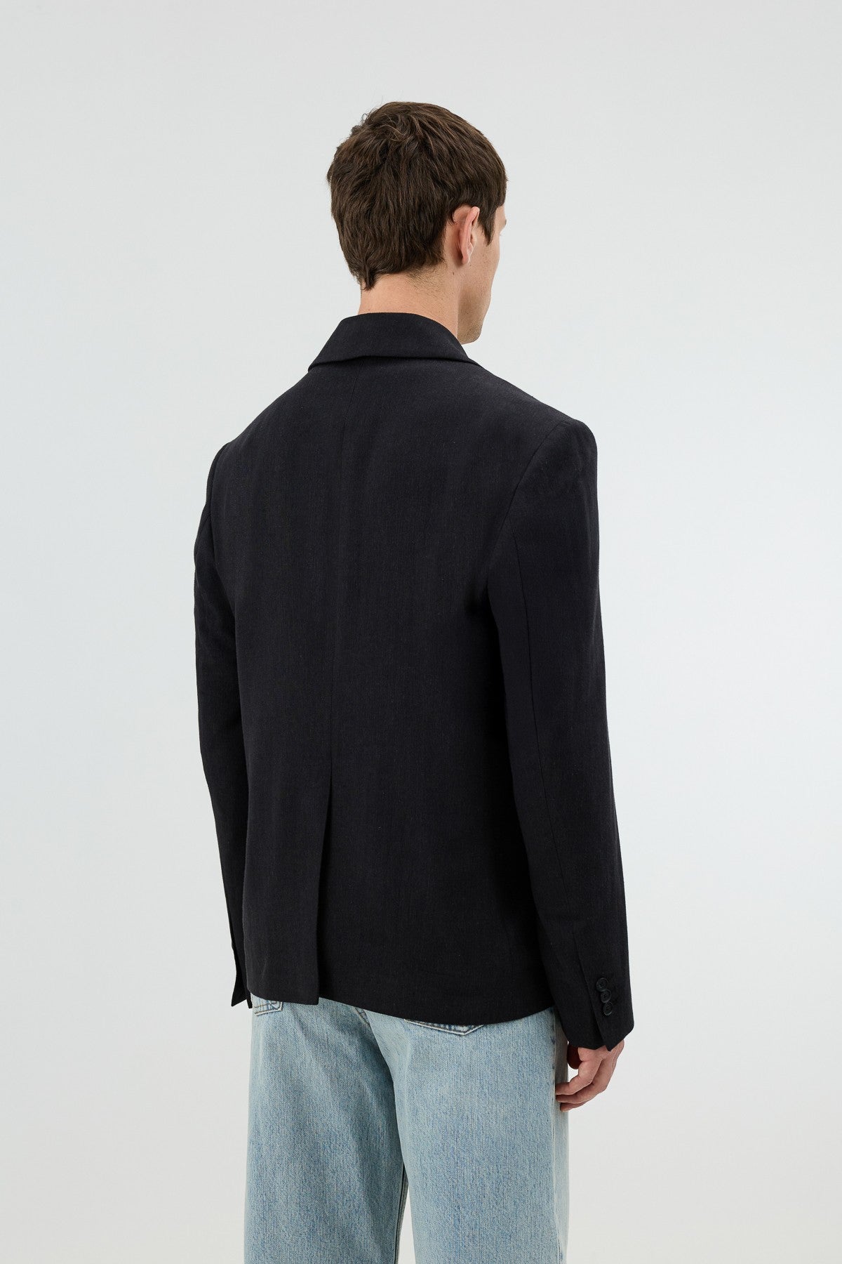 Men's Blazer Jacket with Herringbone Pattern in a Linen-Blend Fabric from Antioch