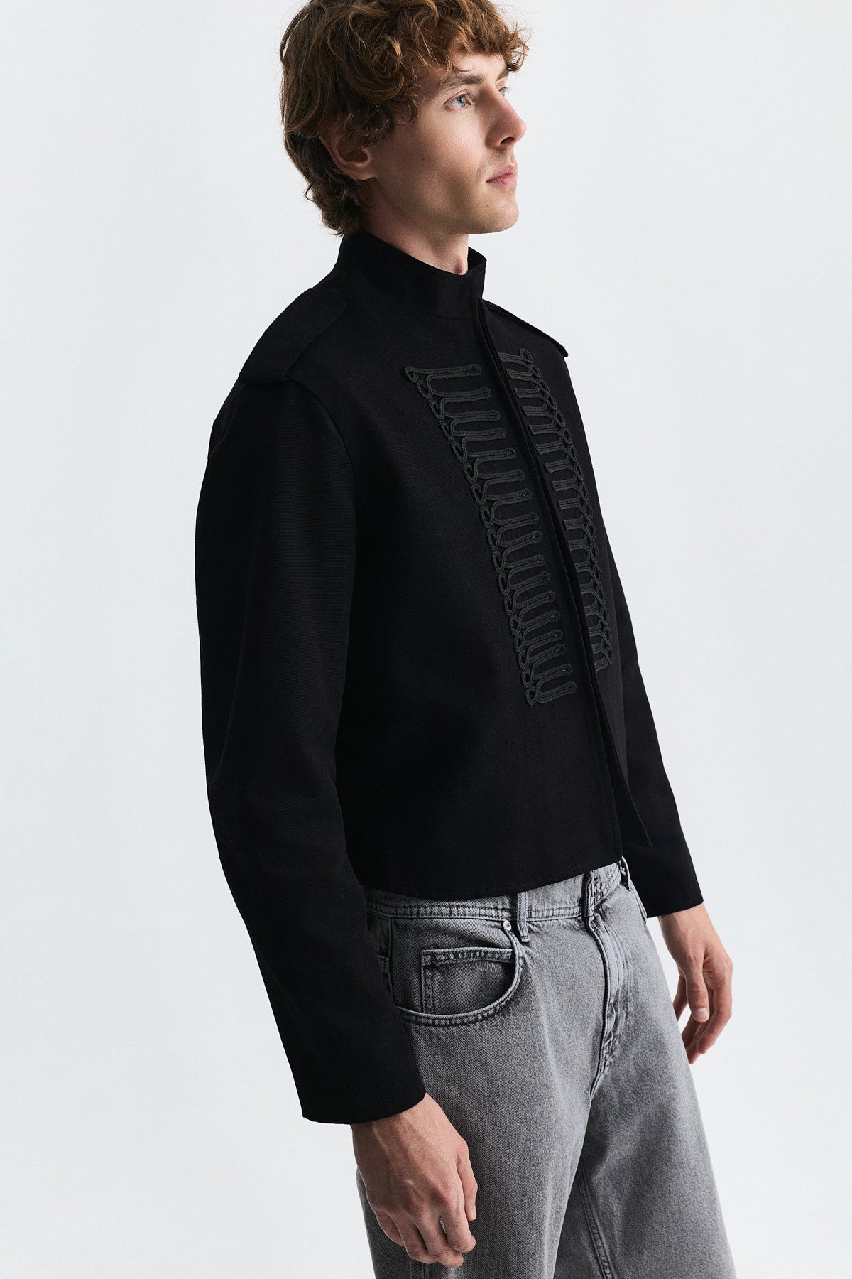 Crop-Fit Jacket with Epaulets