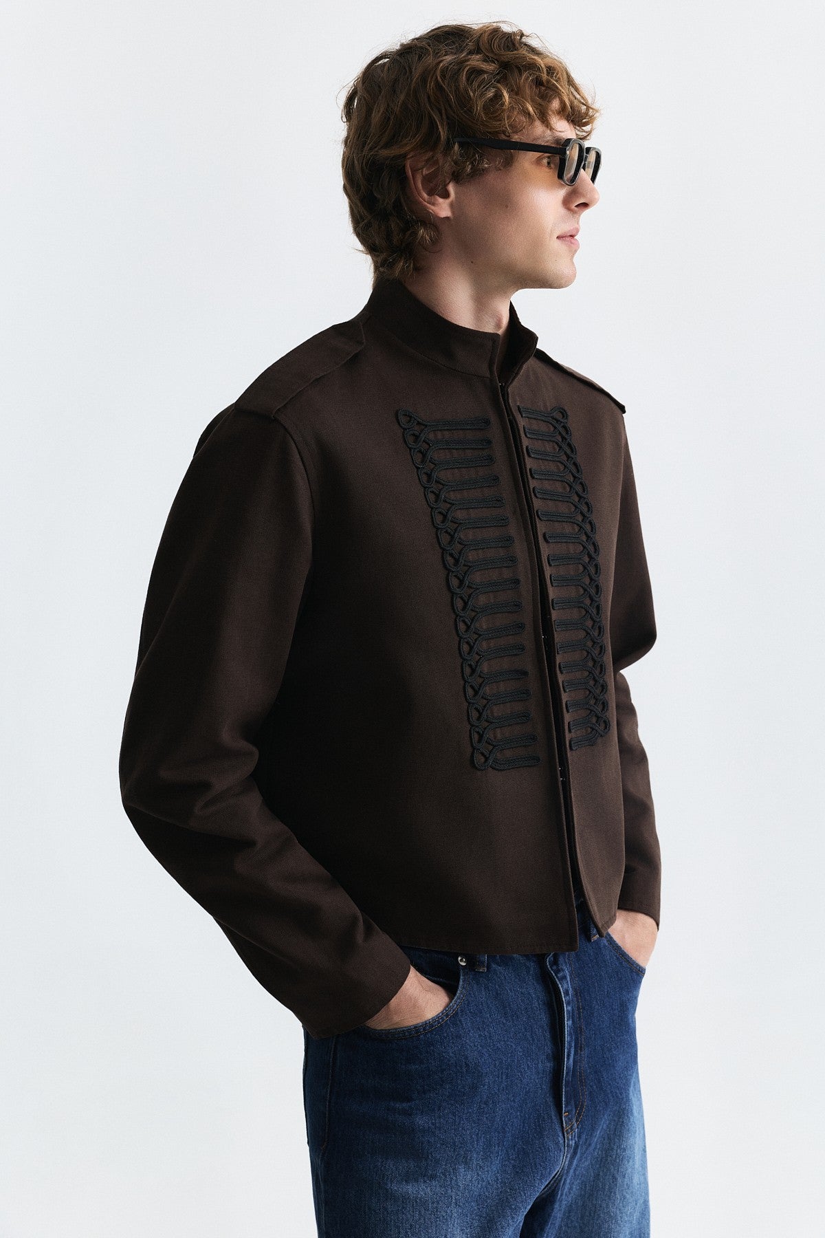 Crop-Fit Jacket with Epaulets