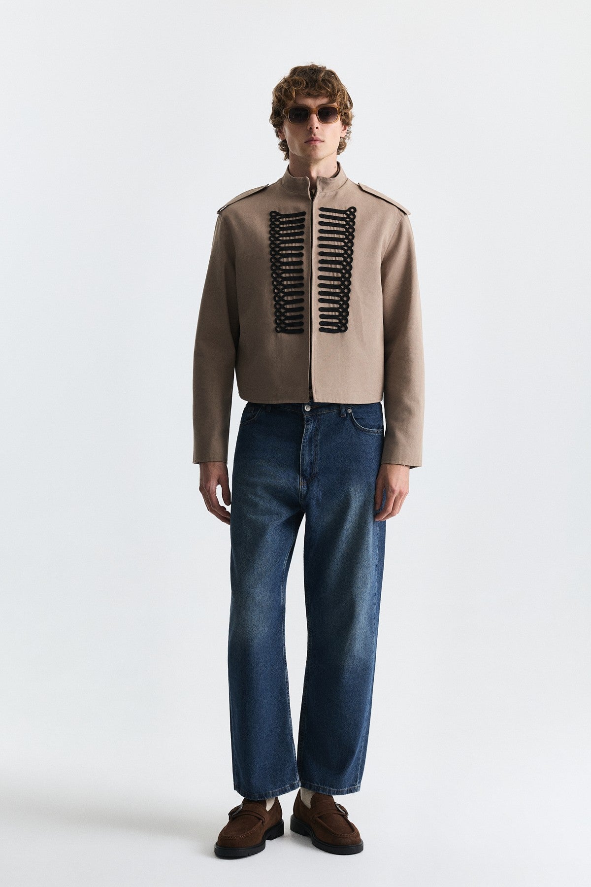 Crop-Fit Jacket with Epaulets