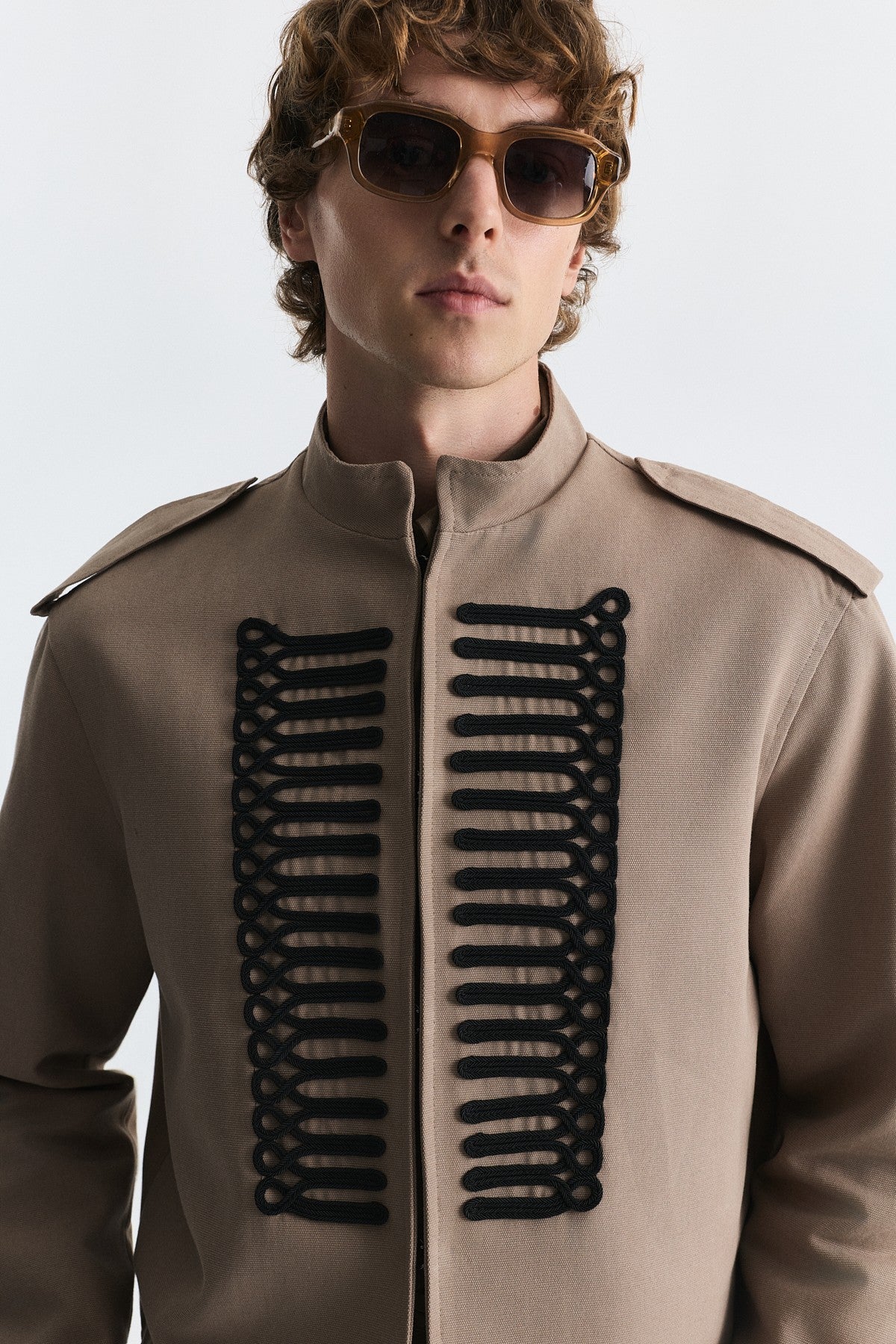 Crop-Fit Jacket with Epaulets