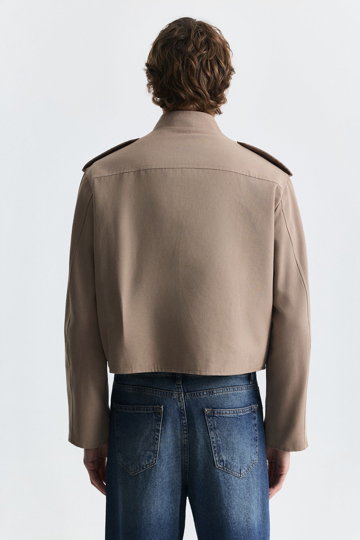 Crop-Fit Jacket with Epaulets