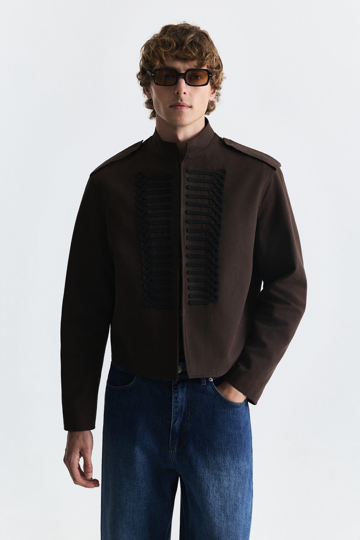 Crop-Fit Jacket with Epaulets