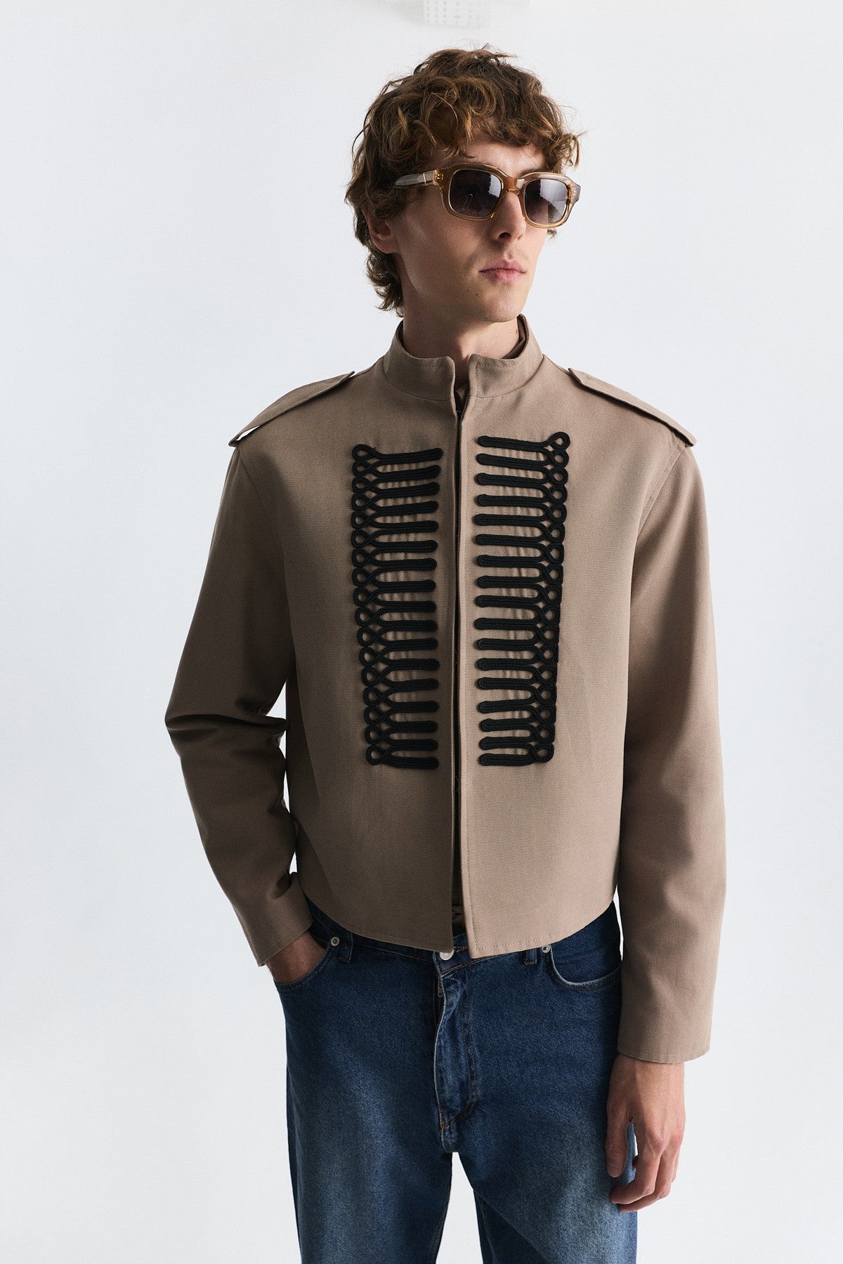 Crop-Fit Jacket with Epaulets