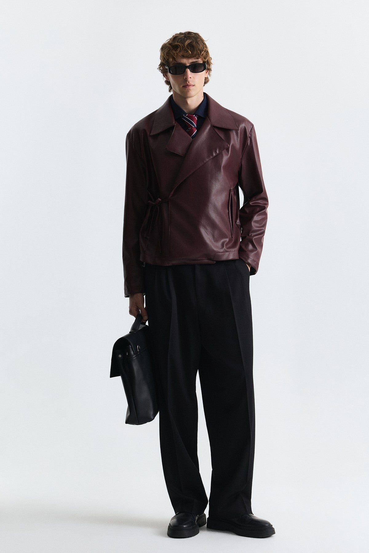 Faux Leather Button-Up Jacket