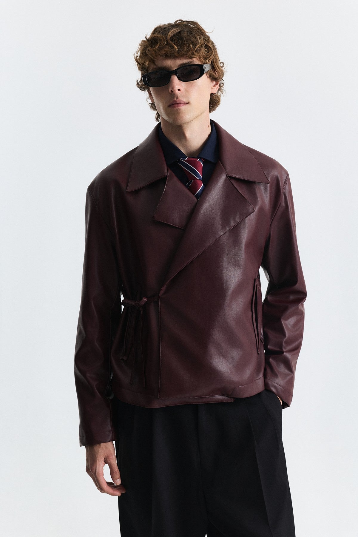 Faux Leather Button-Up Jacket