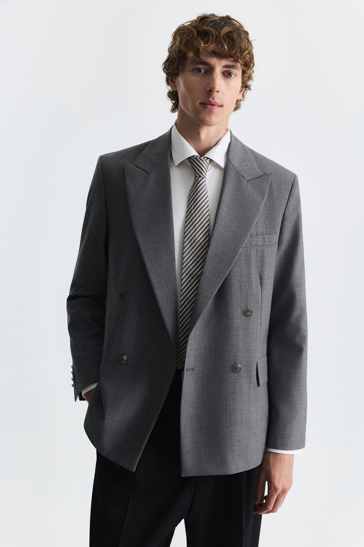 Wool-Blend Double-Breasted Blazer
