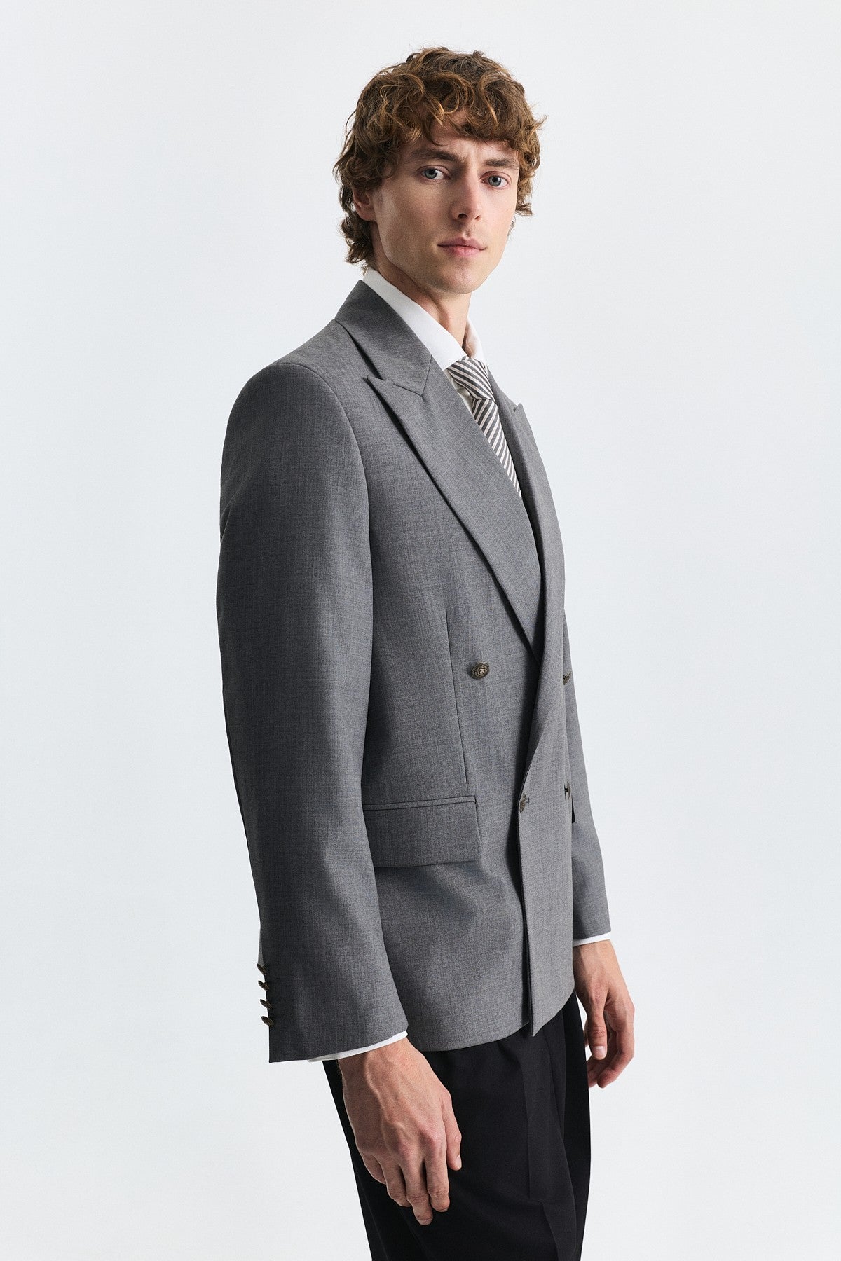Wool-Blend Double-Breasted Blazer