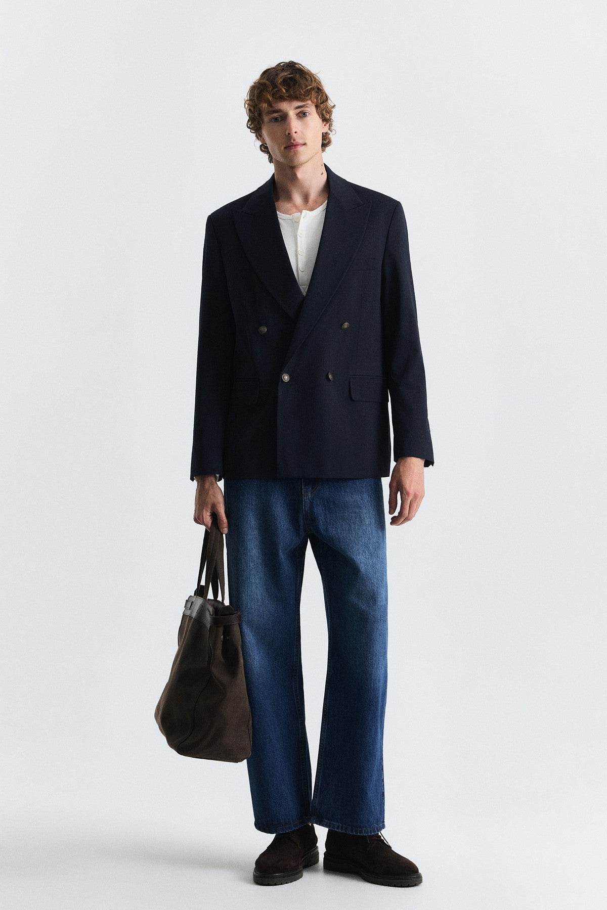 Wool-Blend Double-Breasted Blazer