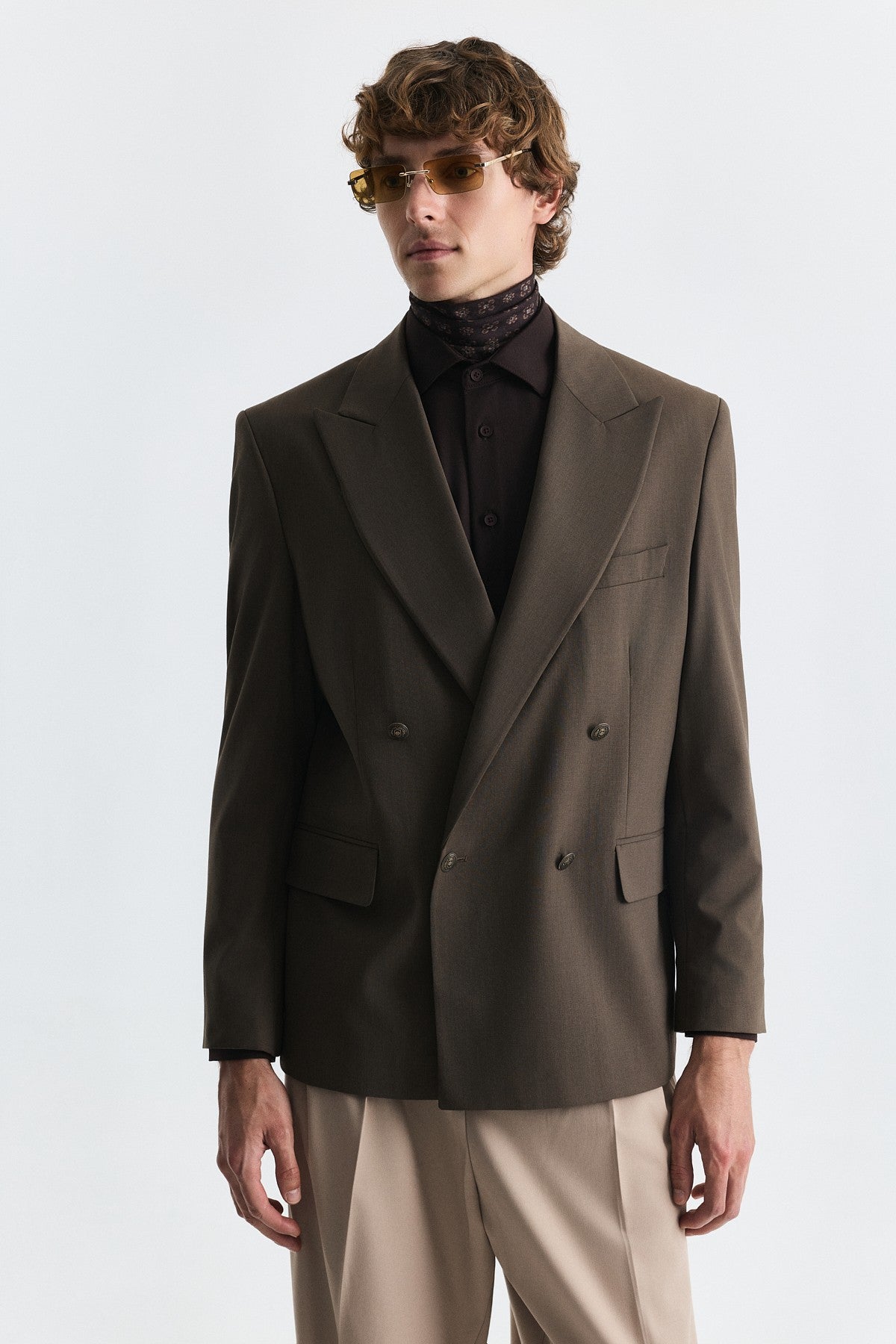 Wool-Blend Double-Breasted Blazer
