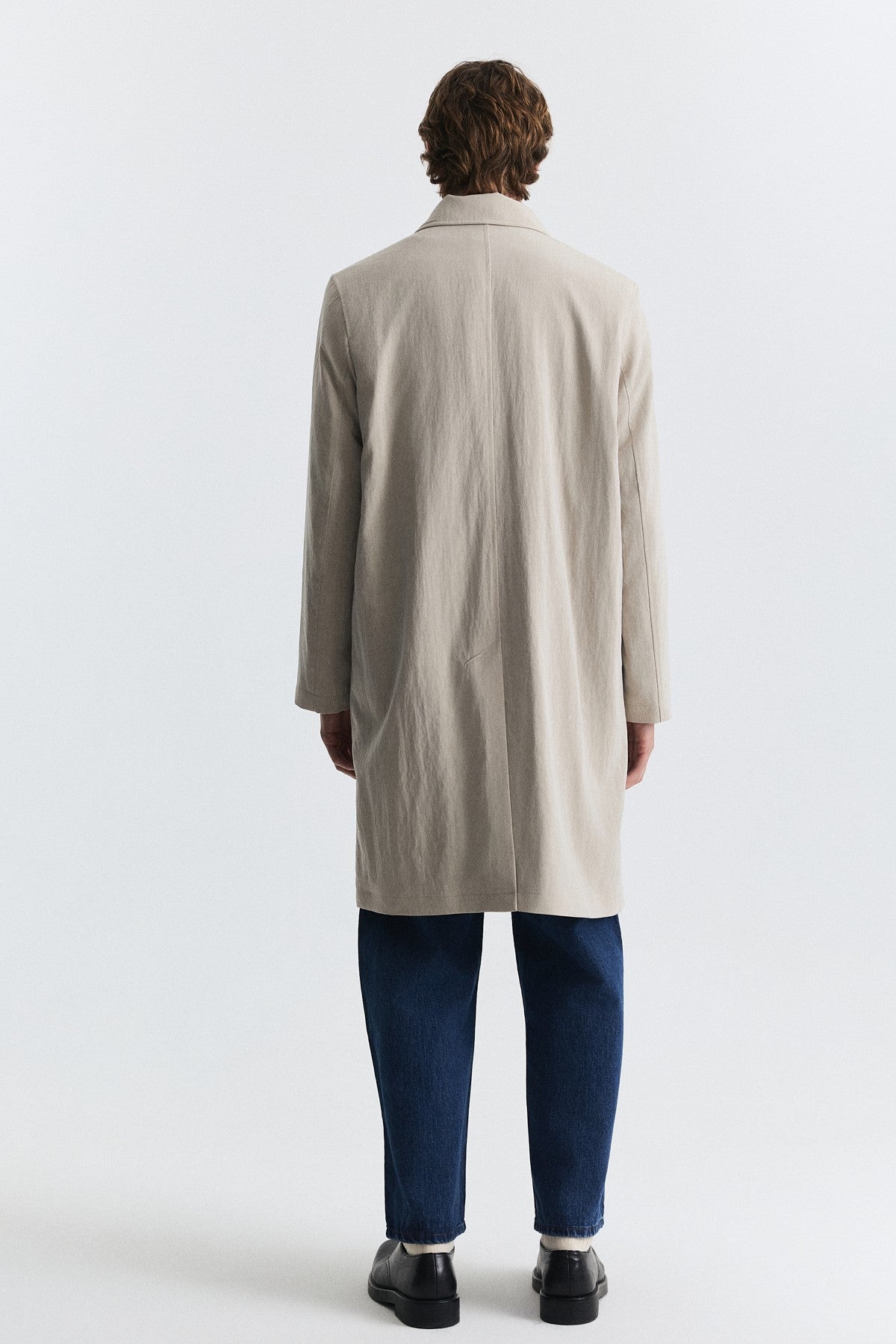 Stand-Up Collar Trench Coat with Metal Buttons