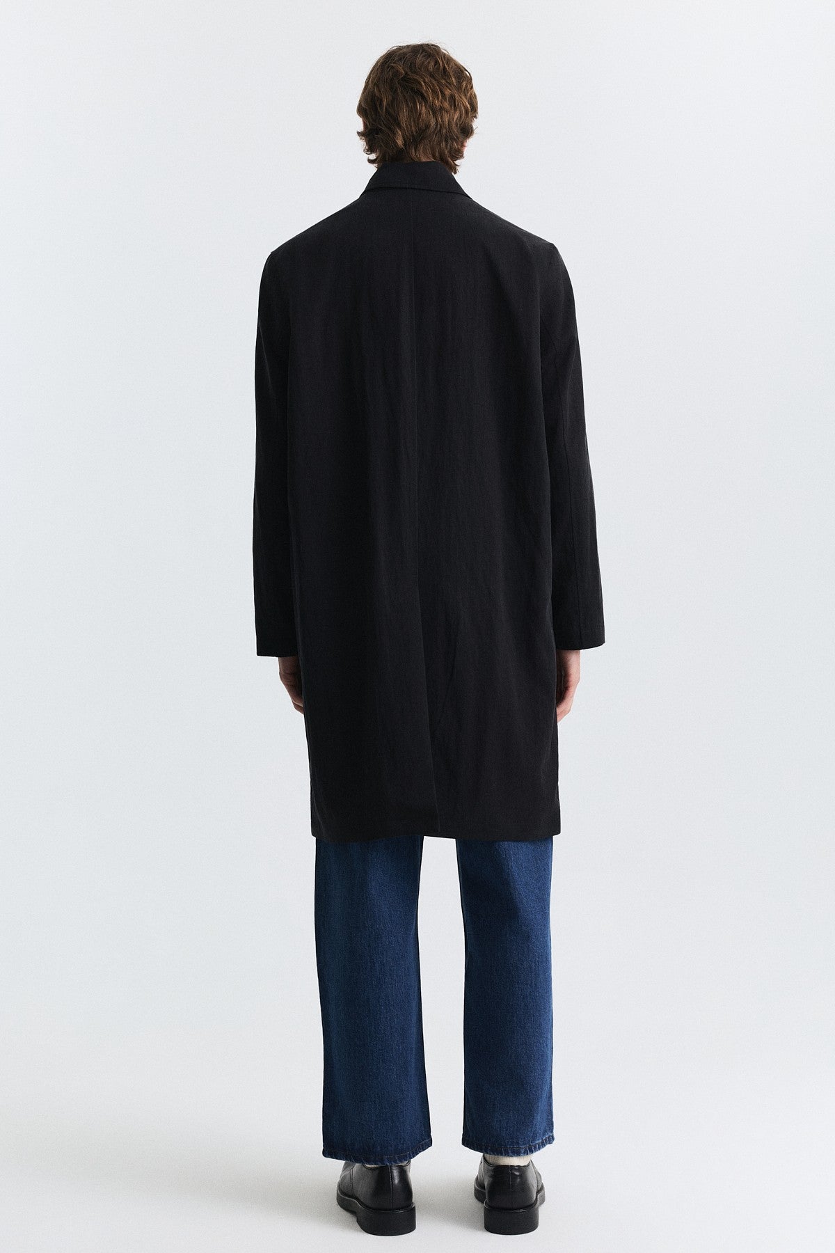 Stand-Up Collar Trench Coat with Metal Buttons