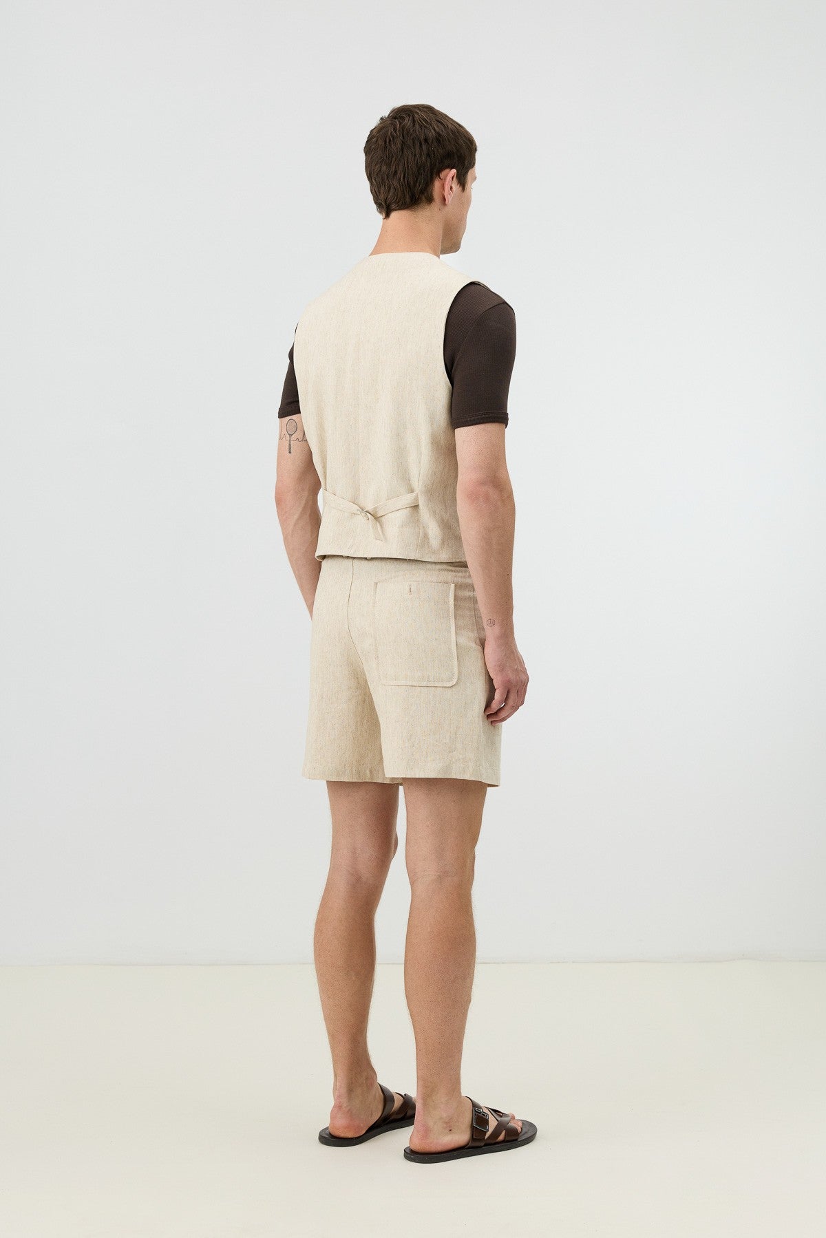 Antioch Men's Vest with Linen Blend and Herringbone Pattern