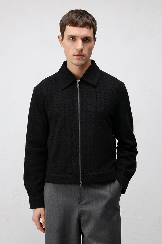 Textured Men's Jacket with a Zipper