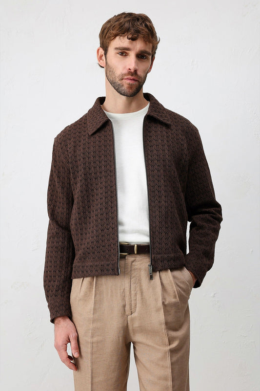 Men's Jacket with Zipper and Antioch Texture