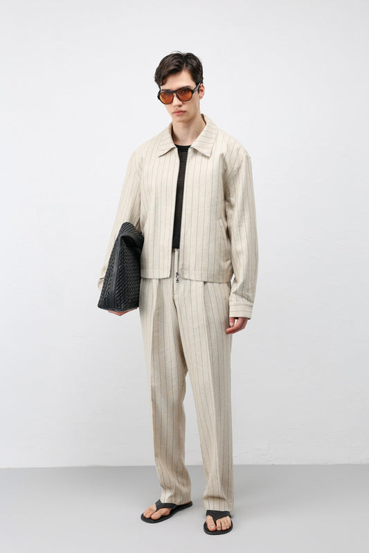 Antioch Men's Striped Jacket with Linen Blend