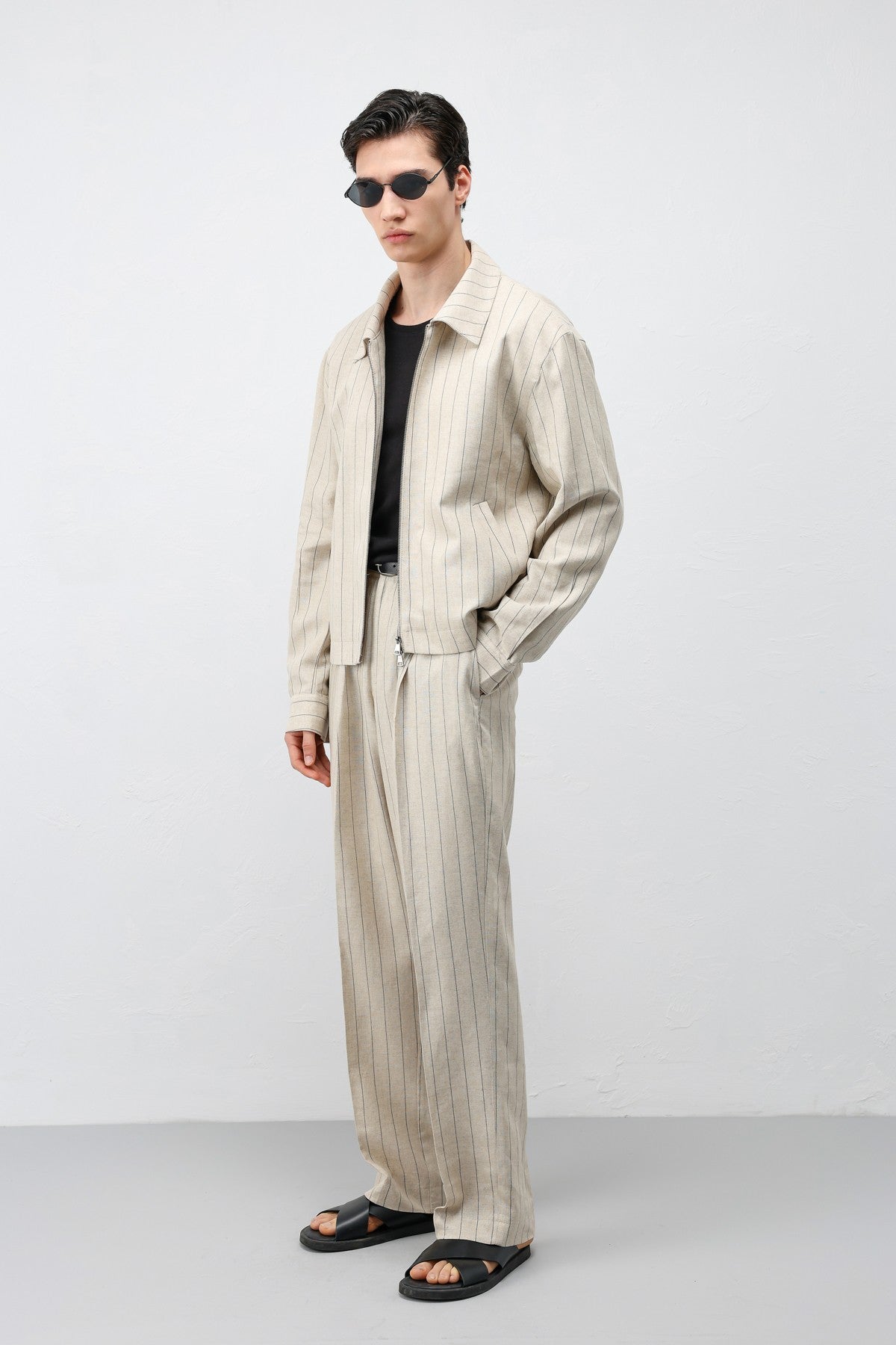 Antioch Men's Striped Jacket with Linen Blend