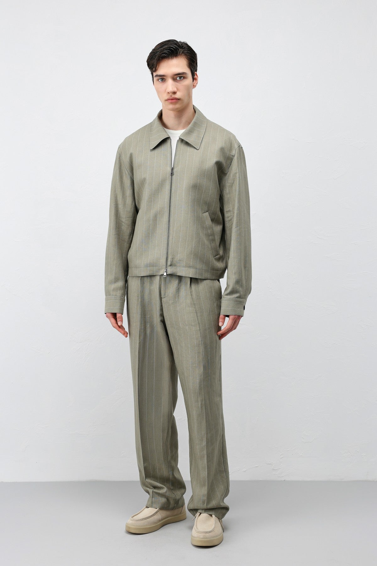 Antioch Men's Striped Jacket with Linen Blend