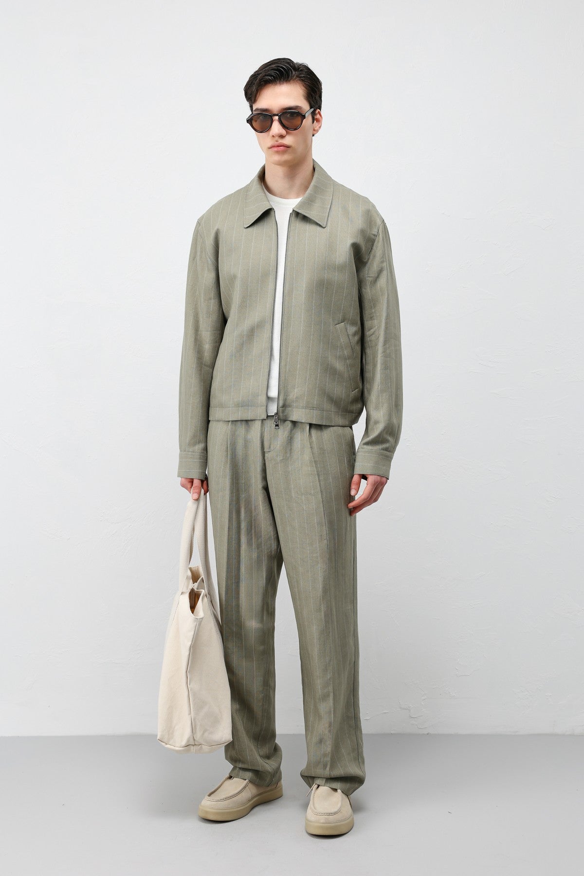 Antioch Men's Striped Jacket with Linen Blend