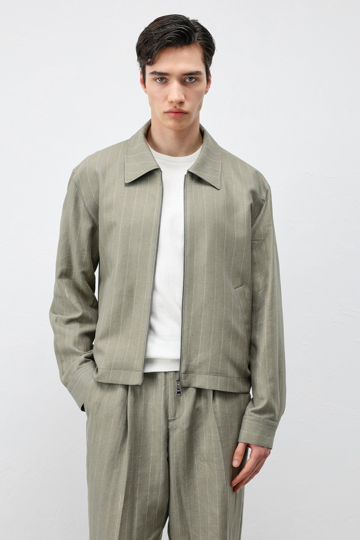 Antioch Men's Striped Jacket with Linen Blend