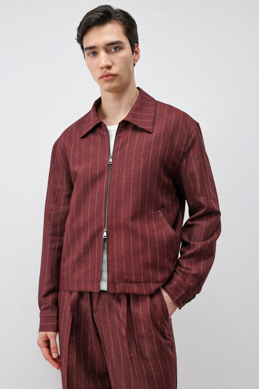 Antioch Men's Striped Jacket with Linen Blend