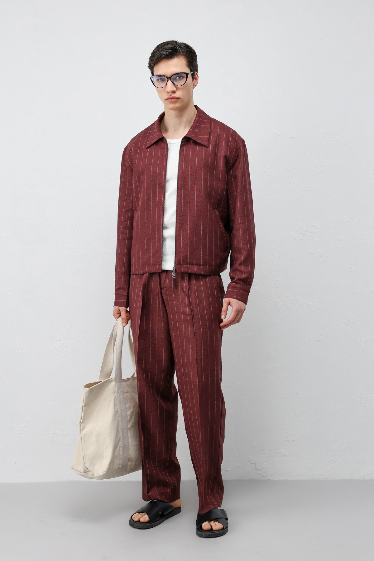Antioch Men's Striped Jacket with Linen Blend