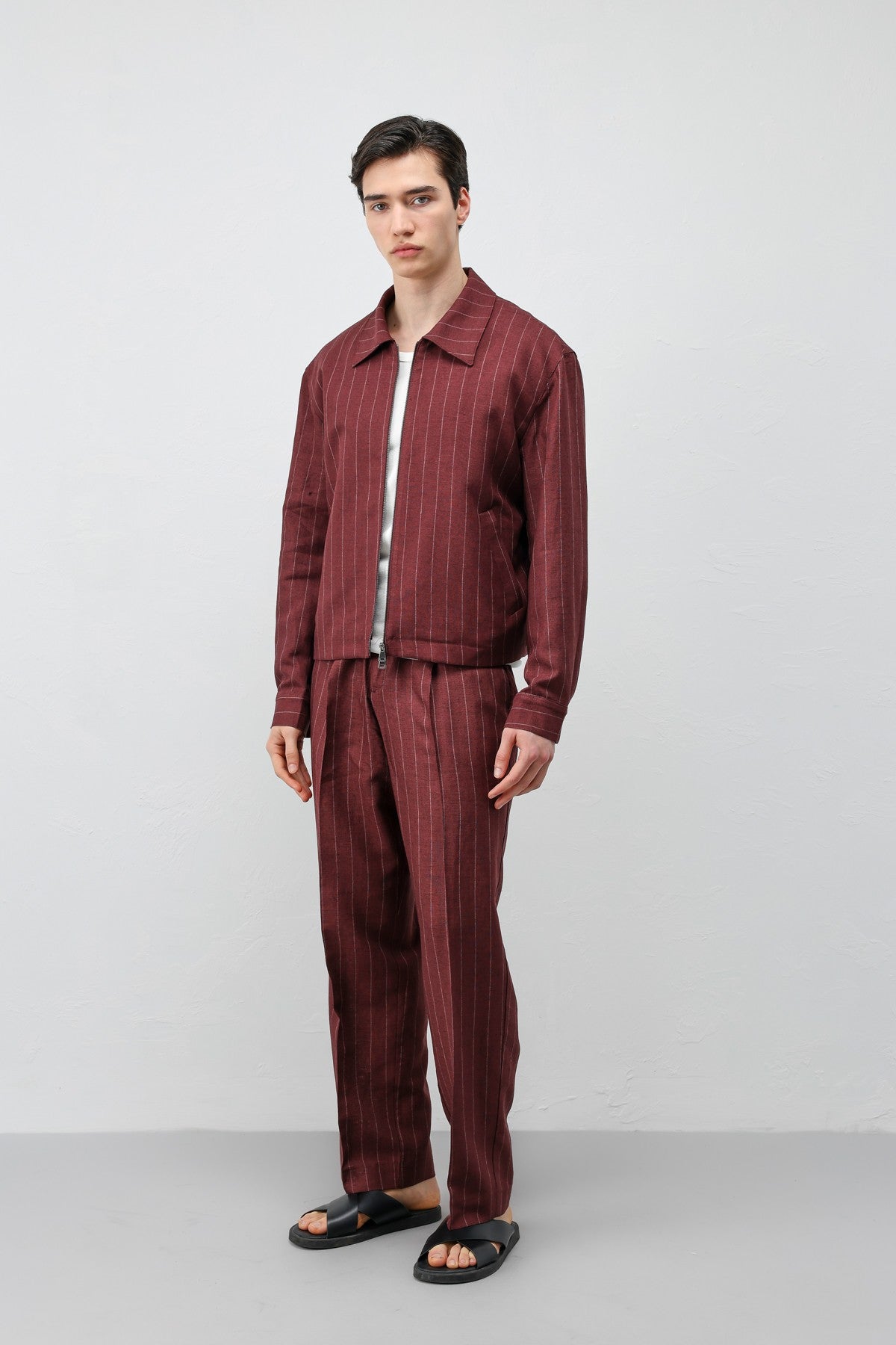 Antioch Men's Striped Jacket with Linen Blend