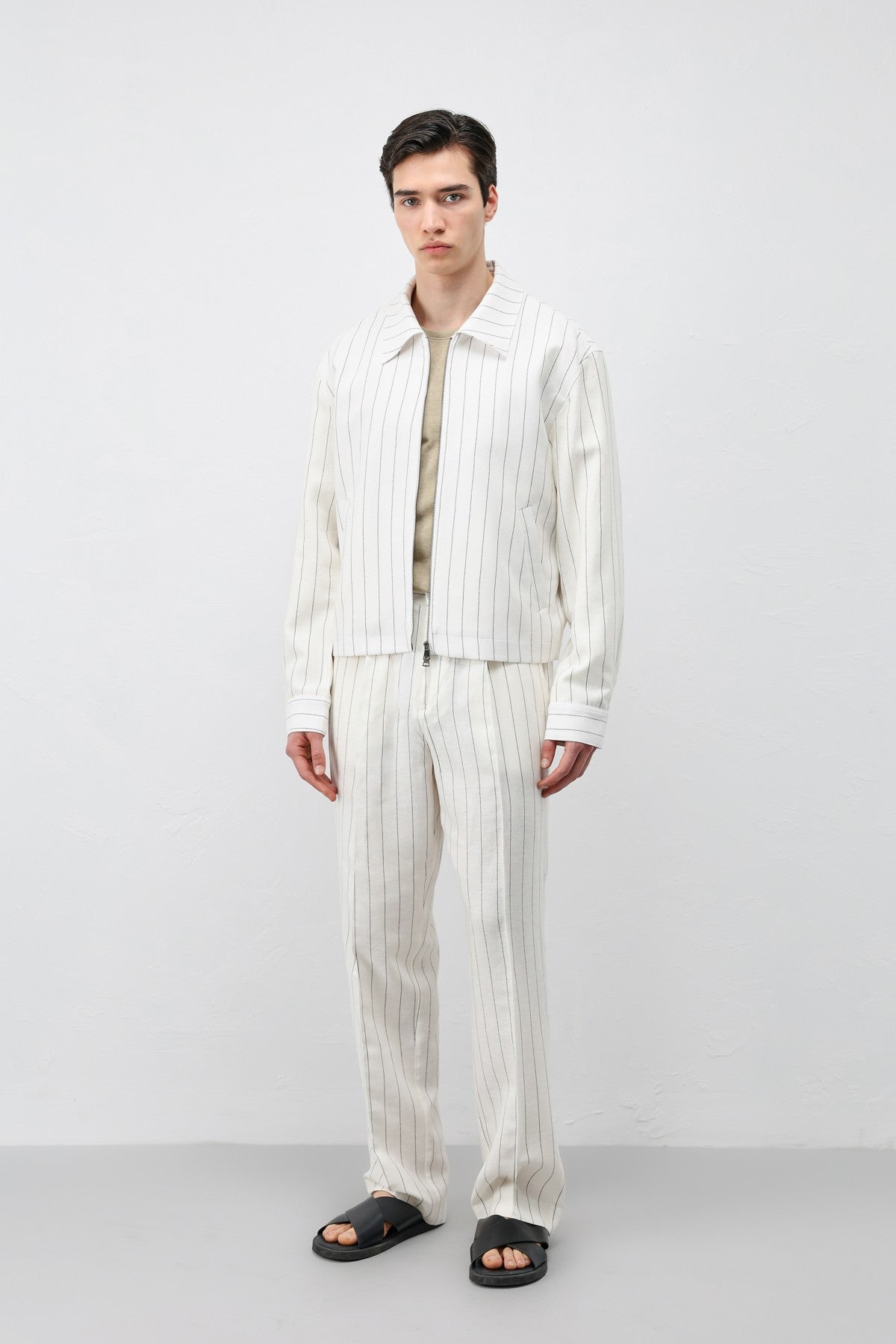 Antioch Men's Striped Jacket with Linen Blend