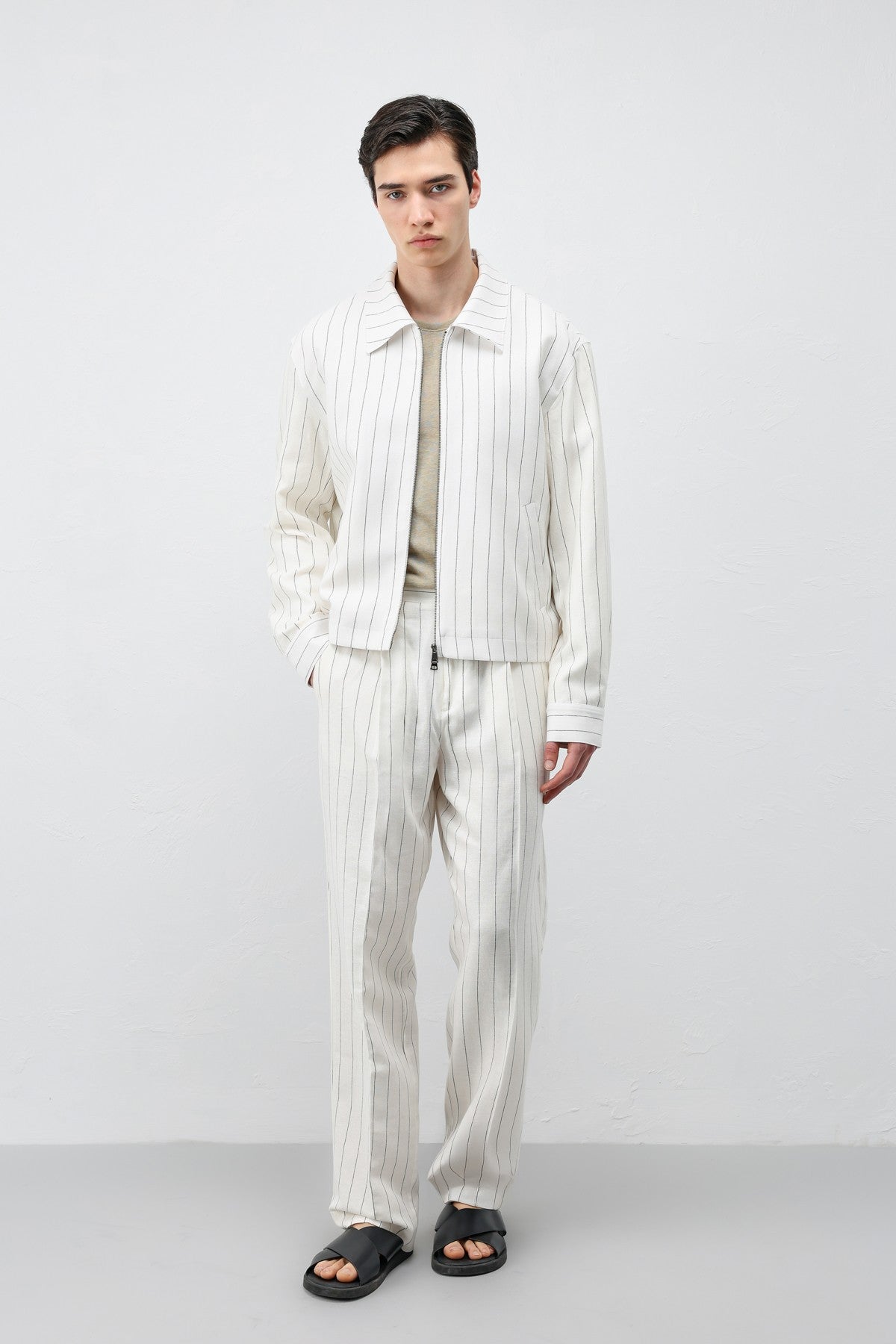 Antioch Men's Striped Jacket with Linen Blend